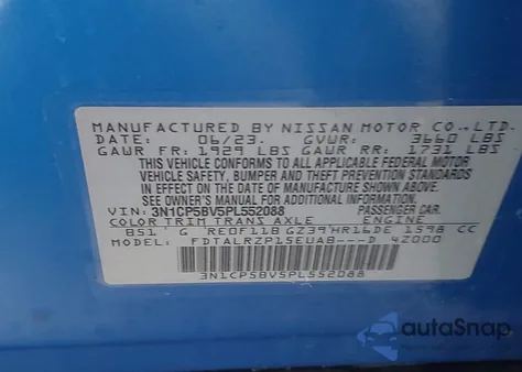 2023 Nissan Kicks S Xtronic Cvt from USA, damaged, VIN 3N1CP5BV5PL552088